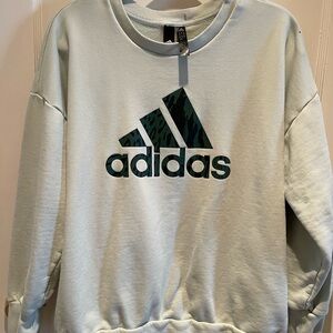 Adidas Women's Light Green Sweatshirt with Logo